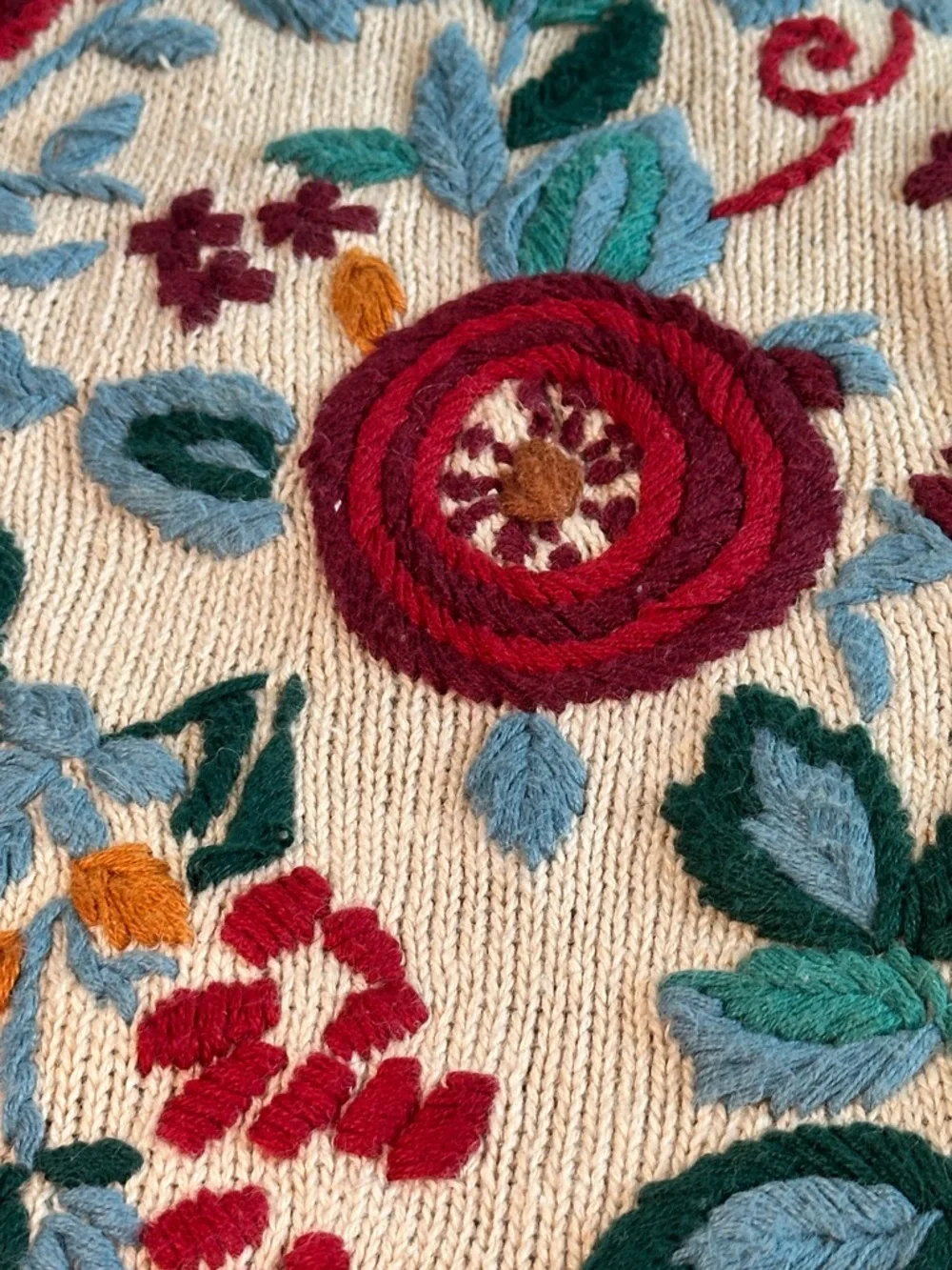 Vintage 90s The Eagle’s Eye Hand Knit Floral Embroidered Sweater Vest - Picture 5 of 10